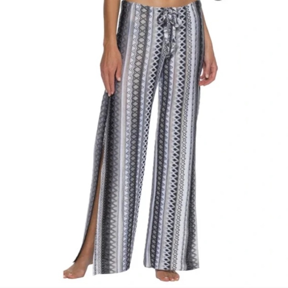Becca by Rebecca Virtue Pierside Striped Sheer Crochet Beach Pants